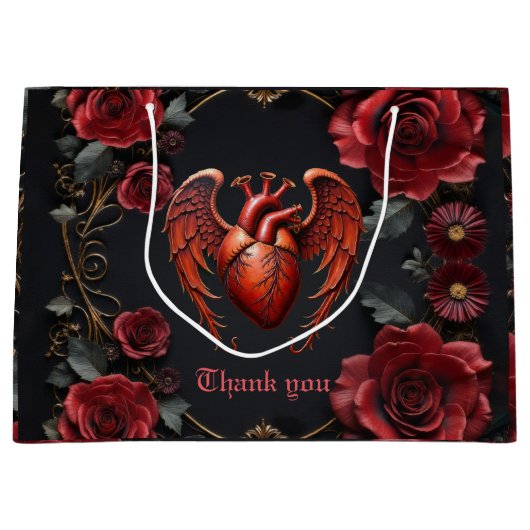 Gothic Red Heart with Roses – Dark Romantic  Groot Cadeauzakje (Voorkant)