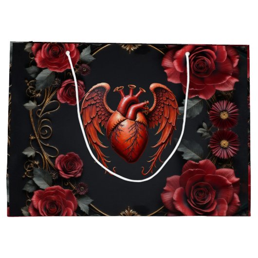 Gothic Red Heart with Roses – Dark Romantic  Groot Cadeauzakje (Achterkant)