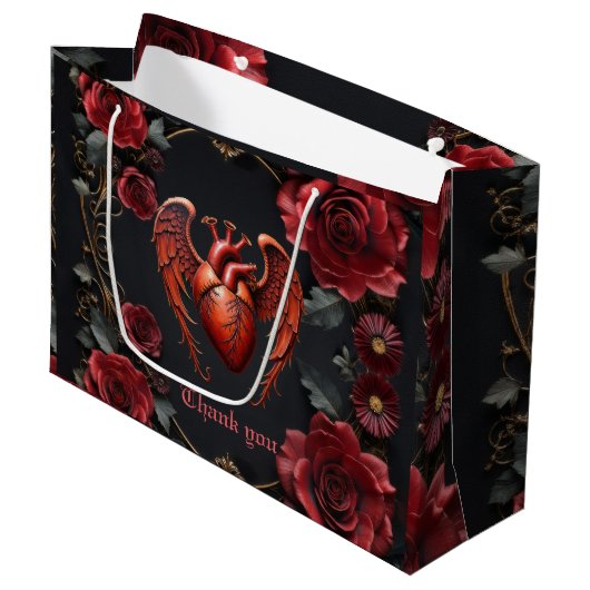 Gothic Red Heart with Roses – Dark Romantic Groot Cadeauzakje (Voorkant Gekanteld)