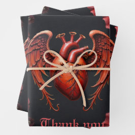 Gothic Red Heart with Roses – Dark Romantic  Inpakpapier Vel