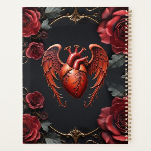 Gothic Red Heart with Roses – Dark Romantic Planner (Achterkant)