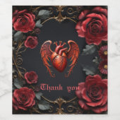 Gothic Red Heart with Roses – Dark Romantic Wijn Etiket (Enkel label)