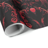 Gothic Red Hearts Intricate Design Cadeaupapier (Rol Hoek)