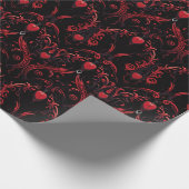 Gothic Red Hearts Intricate Design Cadeaupapier (Hoek)