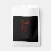 Gothic Red Metallic Script op zwart Bedankzakje (Voorkant)