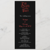 Gothic Red Metallic Script op zwart menu (Voorkant)