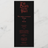 Gothic Red Metallic Script op zwart menu (Achterkant)