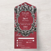 Gothic Red Moody Victoriaans Lijst Diner All In One Uitnodiging (Binnen)