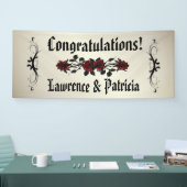 Gothic Red Rose Antiek Gold Wedding Spandoek (Beurs)