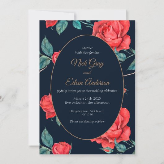  Gothic Red Rose bruiloft uitnodiging (Voorkant)