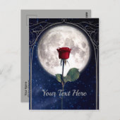Gothic, , Red Rose, Dark Romance, Night Sky Briefkaart (Voorkant / Achterkant)