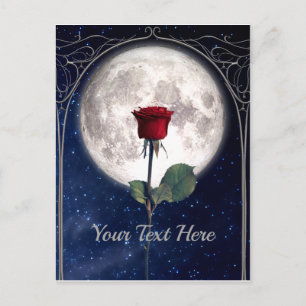 Gothic, , Red Rose, Dark Romance, Night Sky Briefkaart