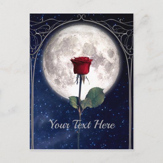 Gothic, , Red Rose, Dark Romance, Night Sky Briefkaart (Voorkant)