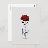 Gothic Red Rose en Crescent Moon with Love Briefkaart (Voorkant / Achterkant)