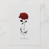 Gothic Red Rose en Crescent Moon with Love Briefkaart (Voorkant)