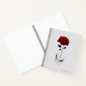 Gothic Red Rose en Crescent Moon with Love Notitieboek (Binnen)