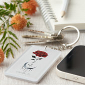 Gothic Red Rose en Crescent Moon with Love Sleutelhanger (Voorkant Rechts)