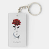Gothic Red Rose en Crescent Moon with Love Sleutelhanger (achterkant)