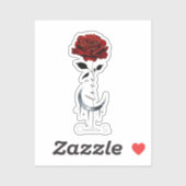 Gothic Red Rose en Crescent Moon with Love Sticker (Vel)