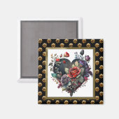Gothic Red Rose en Heart Magnet (Voorkant / Achterkant)