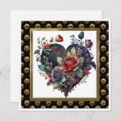 Gothic Red Rose en Heart Wenskaart Notecard (Voorkant / Achterkant)