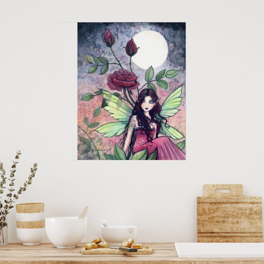 Gothic Red Rose Fairy Poster van Molly Harrison (Keuken)