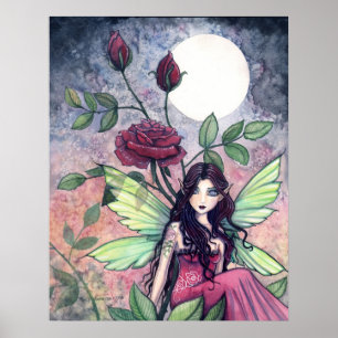 Gothic Red Rose Fairy Poster van Molly Harrison