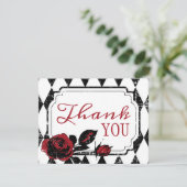 Gothic Red Rose Grunge Diamond Print Dank u kaart (Staand voorkant)