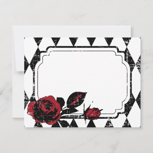 Gothic Red Rose Grunge Diamond Print Dank u kaart (Achterkant)