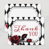 Gothic Red Rose Grunge Diamond Print Dank u kaart (Voorkant / Achterkant)