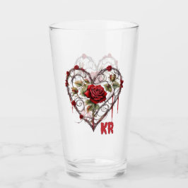 Gothic Red Rose Heart Vine Artwork Glas