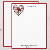 Gothic Red Rose Heart Vine Artwork Personalized (Voorkant / Achterkant)