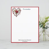 Gothic Red Rose Heart Vine Artwork Personalized (Staand voorkant)