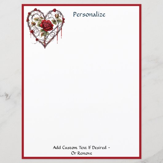 Gothic Red Rose Heart Vine Artwork Personalized (Voorkant)