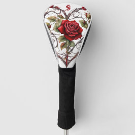 Gothic Red Rose Heart Vine Artwork Vintage Elegant Golfheadcover