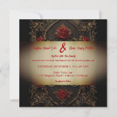 Gothic Red Rose Huwelijksuitnodiging Kaart (Achterkant)