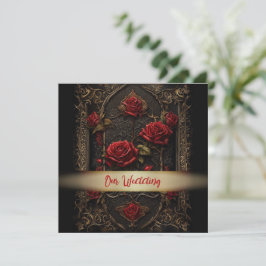 Gothic Red Rose Huwelijksuitnodiging Kaart