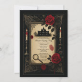 Gothic Red Rose Moordmysterie Landhuis Feest Kaart (Voorkant)