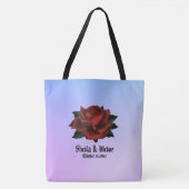 Gothic Red Rose Name and Date Paars Wedding Tote Bag (Voorkant)