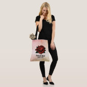 Gothic Red Rose Name and Date Peach Tote Bag (Op model)