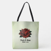 Gothic Red Rose Names and Date Green Tote Bag (Voorkant)