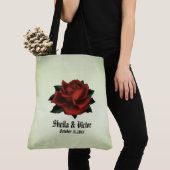 Gothic Red Rose Names and Date Green Tote Bag (Dichtbij)