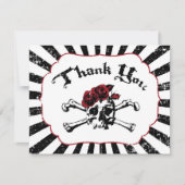 Gothic Red Rose Skull Grunge Pirate Dank u kaart (Voorkant)