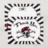 Gothic Red Rose Skull Grunge Pirate Dank u kaart (Voorkant / Achterkant)