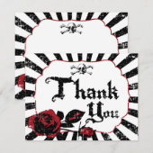 Gothic Red Rose Skull Grunge Pirate Dank u kaart (Voorkant / Achterkant)