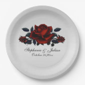 Gothic Red Rose Wedding Papieren Bordje (Voorkant)