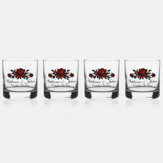Gothic Red Rose Wedding Whisky Glas (Voorkant)