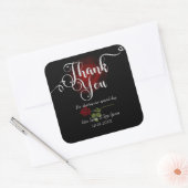 Gothic Red Roses and Black Wedding Bedankt Vierkante Sticker (Envelop)
