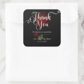 Gothic Red Roses and Black Wedding Bedankt Vierkante Sticker (Tas)