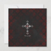Gothic Red Roses and Black Wedding Invitations Kaart (Achterkant)